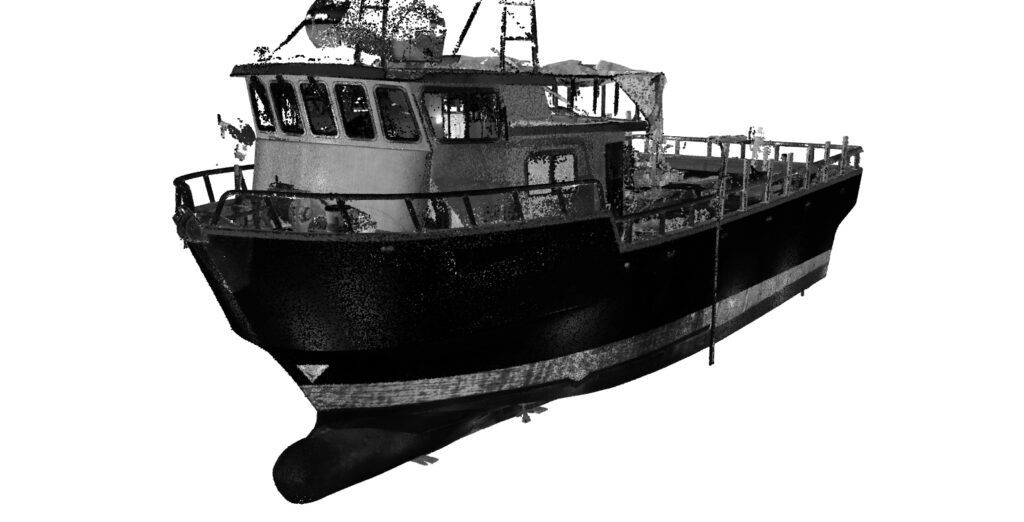 3D laser scan image of a fishing boat